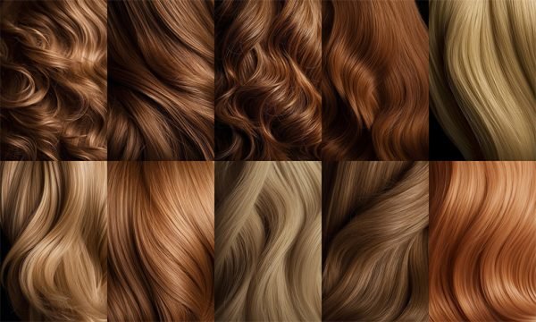 The image depicts different shades of blonde hair.