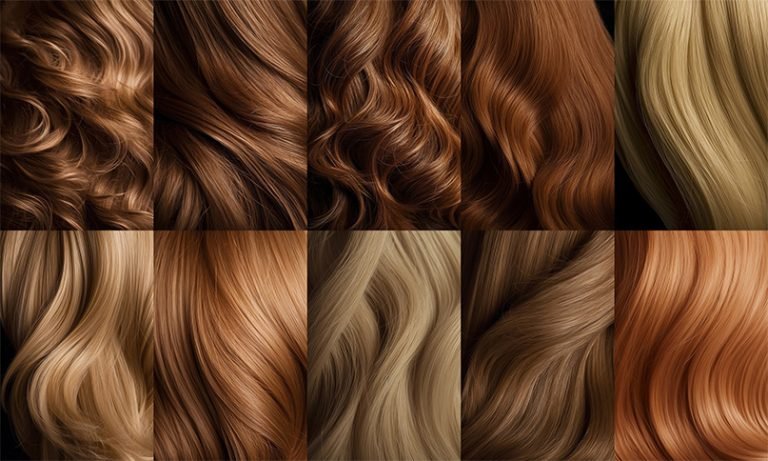 The image depicts different shades of blonde hair.
